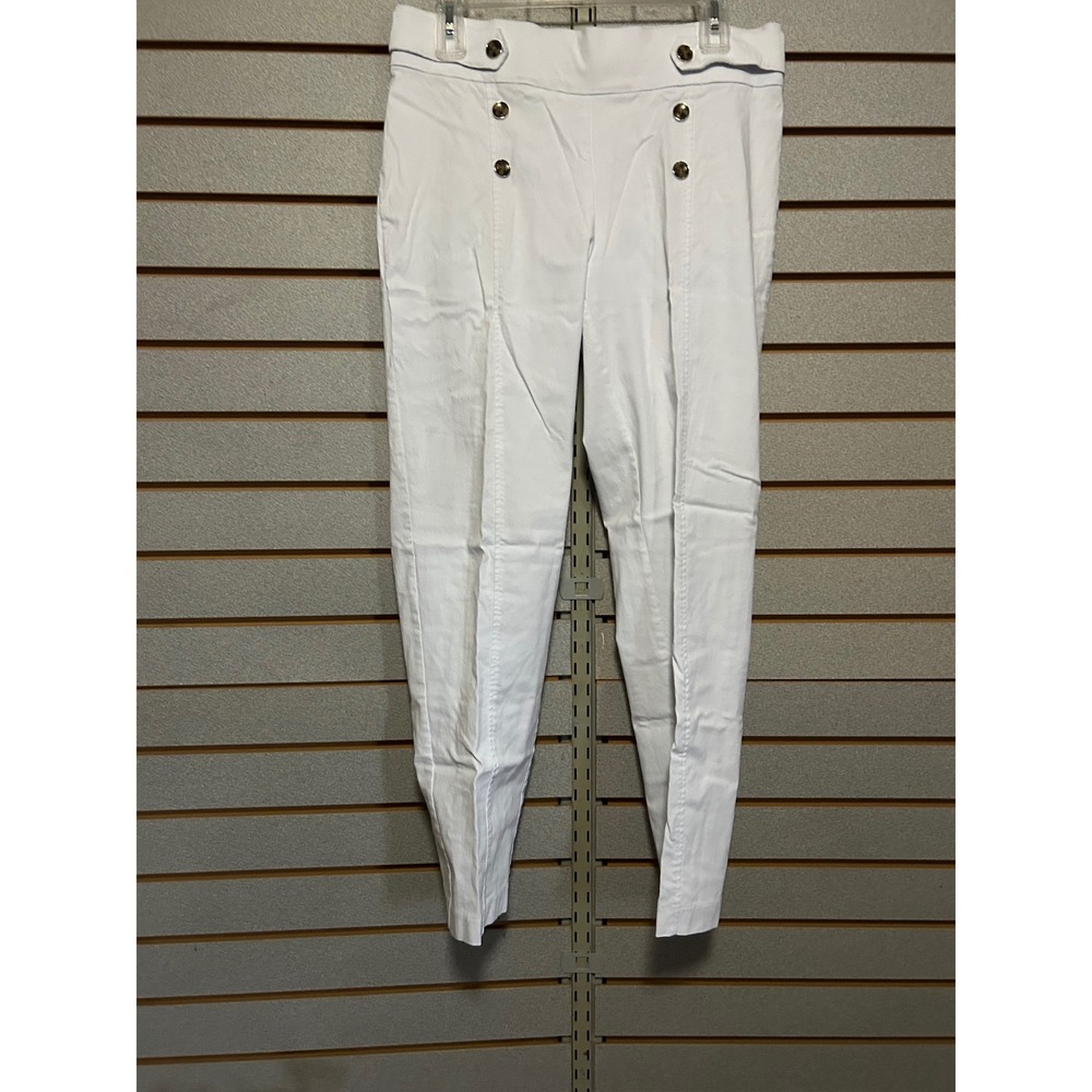 89th‎ + Madison Womens White Sailor Pants Pull On Stretch Button Accent Large